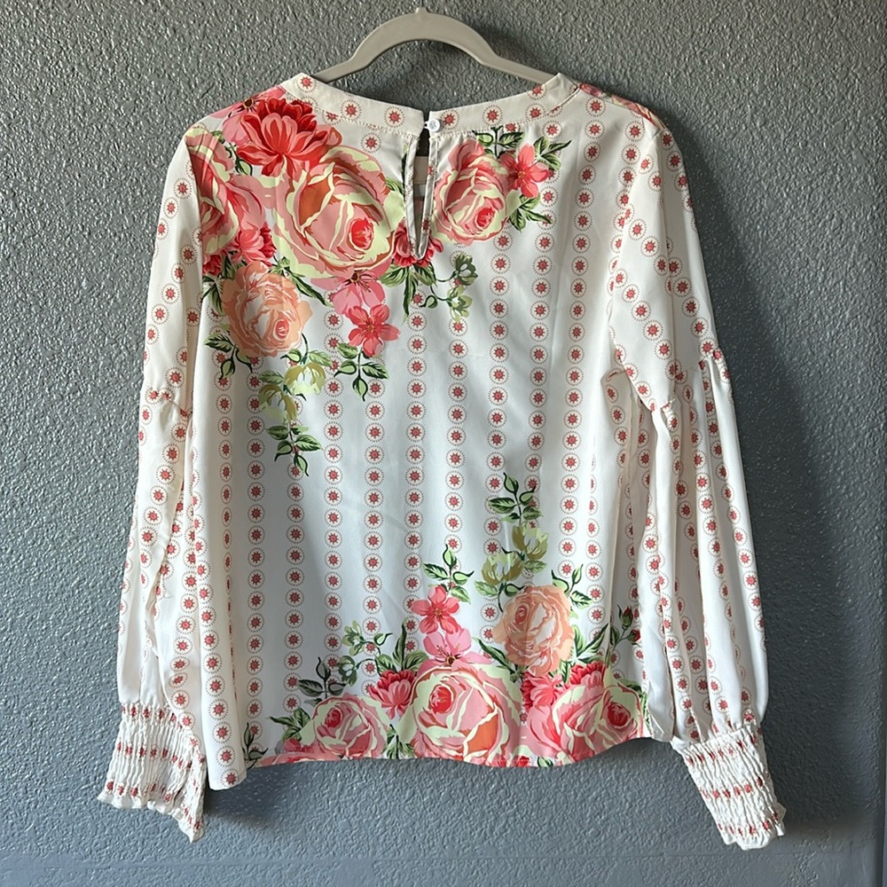 Pink Floral Long Sleeved Blouse